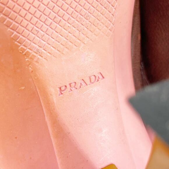 Rare Prada F/W 1999 Multicolor Acorn Leaf Square Toe Sporty Slingback Heel IT 38 - Picture 12 of 13